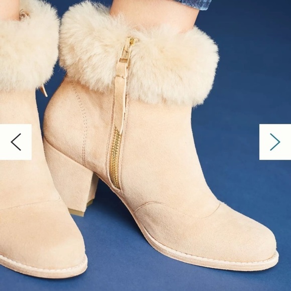 ANTHROPOLOGIE Bill Blass Shearling-trimmed Booties Size 8.5 - Picture 2 of 11